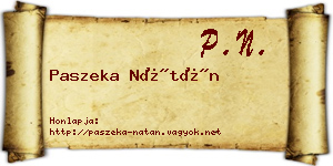 Paszeka Nátán névjegykártya